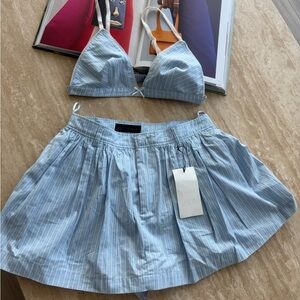 Zara Blue Striped Skirt Set